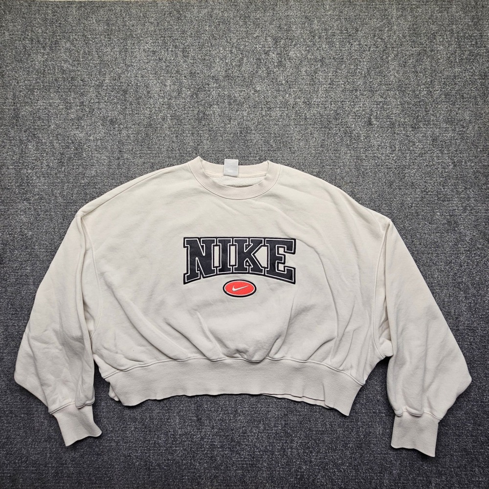 Nike Phoenix Fleece Over-Oversized Crop Sweatshirt Sail DZ3113-030 Womens Medium